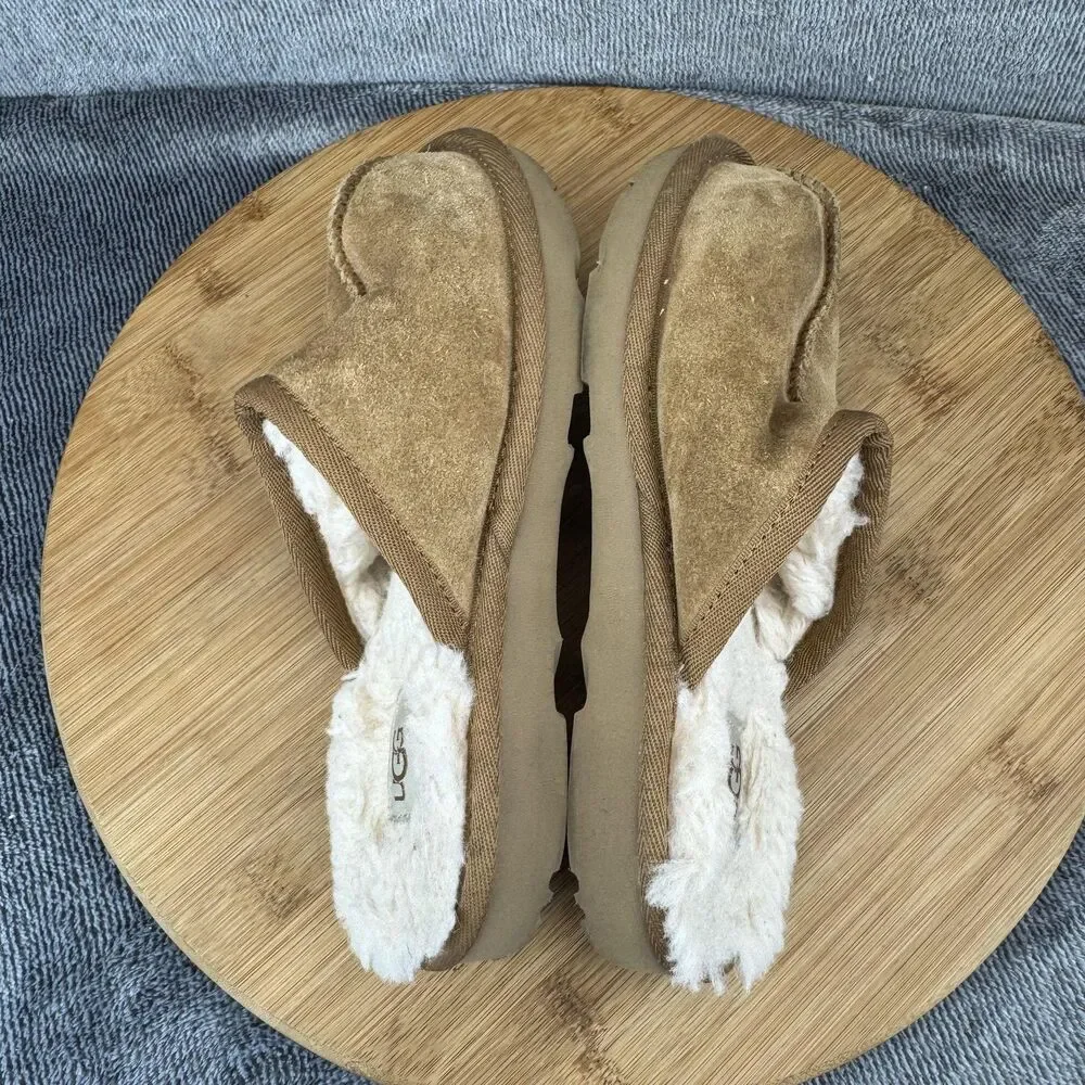 UGG Slippers Shoes Kids Size 13 Chestnut Suede Shearling Lined Slip-On Mule
